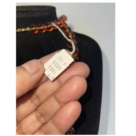 Necklace Saks Fifth Avenue Acrylic Beaded Art Deco Bead Graduated Marbleized B#8 - Picture 9 of 13